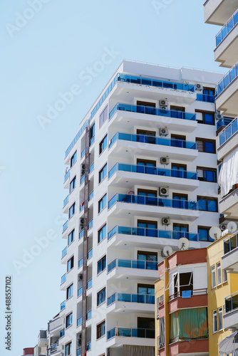 MODERN BUILDING TEXTURE background. Details of modern apartment building