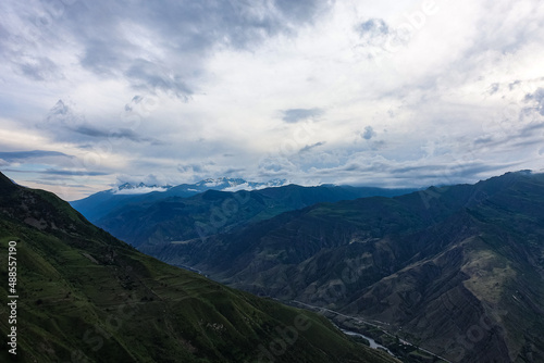 Panoramic view of the mountains from the ancient village of Goor. Russia, Dagestan 2021 © Виктория Балобанова