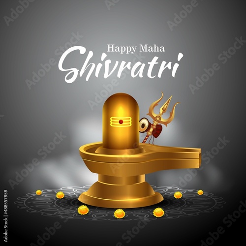 happy maha Shivratri with shiv ling, a Hindu festival celebrated of lord shiva night, english calligraphy. vector illustration design