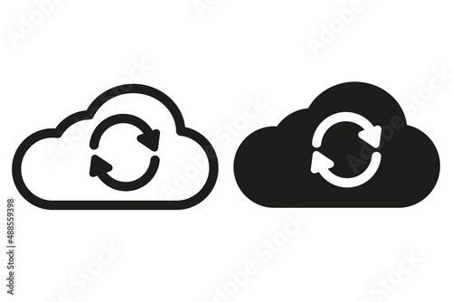 Sync with the cloud or refresh the cloud with the arrow keys. Cloud storage icon. Illustration