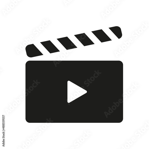 Board clap for video clip icon. Play symbol. Flat style vector illustration. eps10