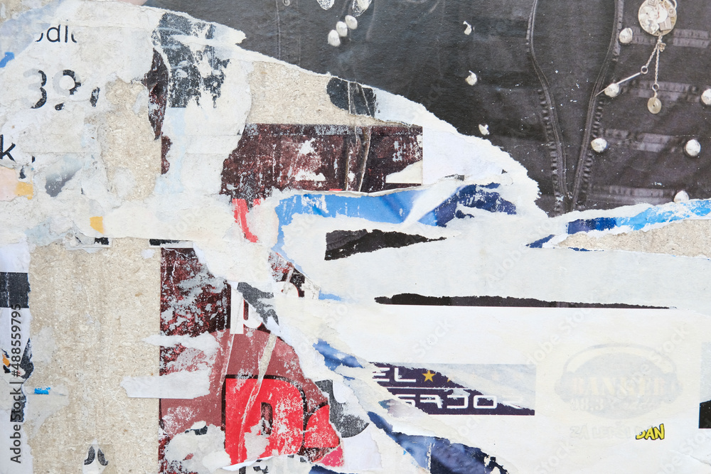 Fototapeta premium Ripped street poster background. Torn paper, abstract texture. 