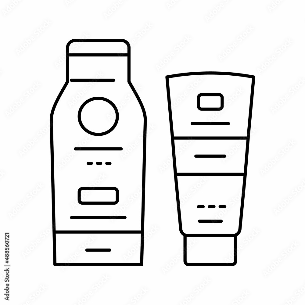 after sun cream tube and bottle line icon vector illustration after sun cream tube and bottle line icon vector illustration