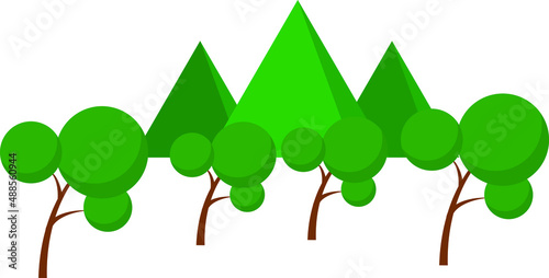 Beautiful Nature Mountains And Trees Vector Illustration