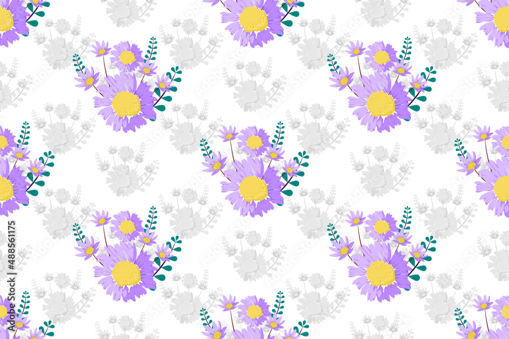 Floral seamless pattern design for fabric textile parapet decoration. Flower hand drawing nature botanical wallpaper. Trending colorful ornament prints vector illustrations background