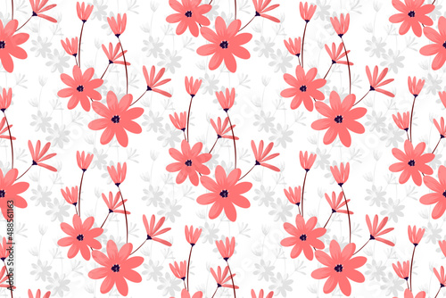 Floral seamless pattern design for fabric textile parapet decoration. Flower hand drawing nature botanical wallpaper. Trending colorful ornament prints vector illustrations background