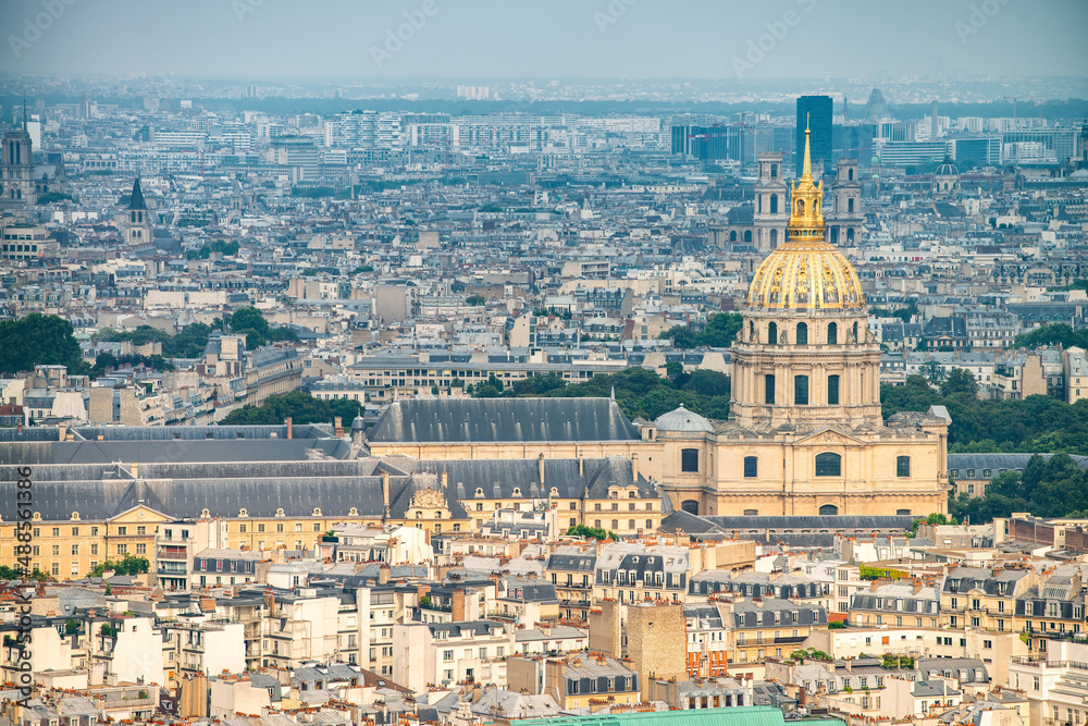Aerial view of the Palais des Invalides in Paris, France.