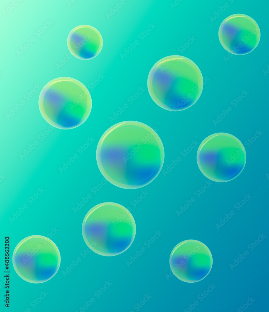 drawing of water bubbles under green water drawing of water bubbles under green water