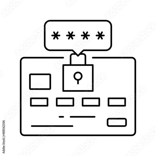 pin code card line icon vector illustration