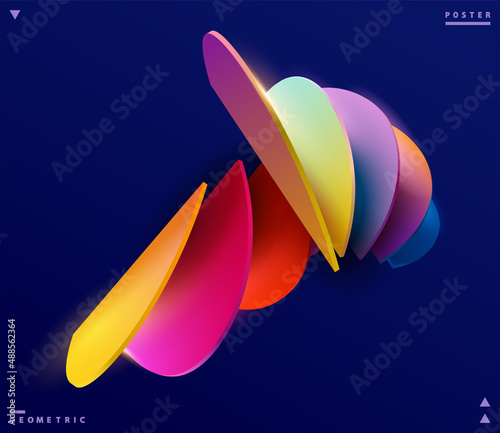 Colored 3D circle sectors. Art geometric shape.