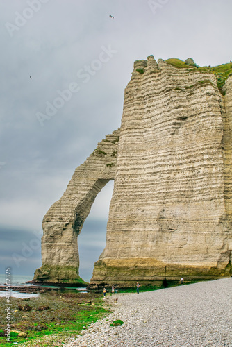 Amazing cliffs and arch of Etretat, France.