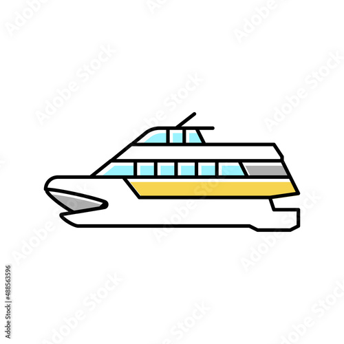 catamaran boat color icon vector illustration