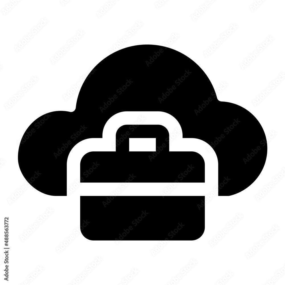 Cloud Computing With Briefcase Glyph Icon Vector Cloud Computing With Briefcase Glyph Icon Vector
