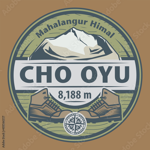 Emblem with the name of Cho Oyu, Himalayas