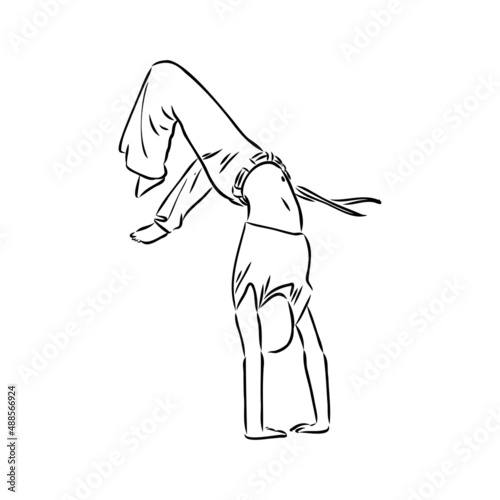 Capoeira Icon Silhouette Illustration. Dance And Sport Brazilian Vector Graphic Pictogram Symbol Clip Art. Doodle Sketch Black Sign.