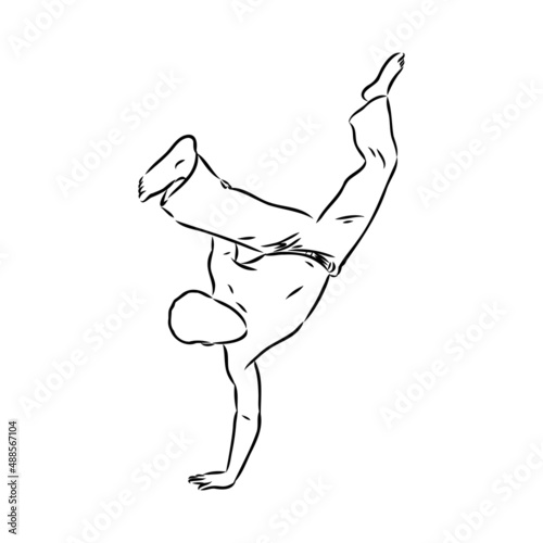 Capoeira Icon Silhouette Illustration. Dance And Sport Brazilian Vector Graphic Pictogram Symbol Clip Art. Doodle Sketch Black Sign.