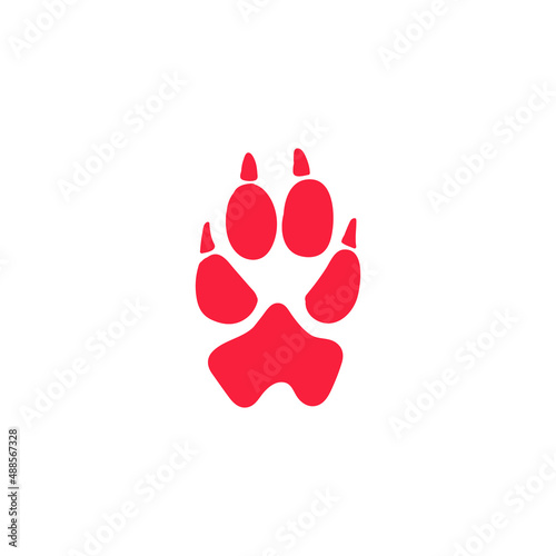 Paw print. Wolf trail. Vector illustration. Logo.