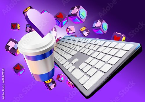 Blogging concept. Emoji and...