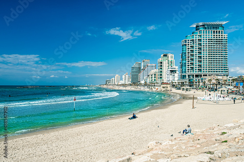 Beach resort in the summer holiday in Tel-Aviv, Israel