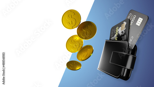 Wallet with bank cards. Cas...