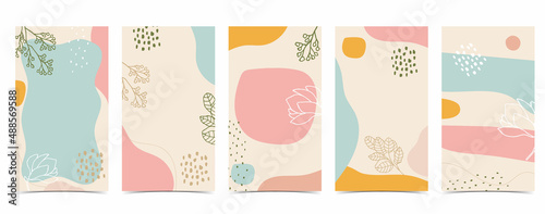 Color design background for social media with flower, leaf,shape