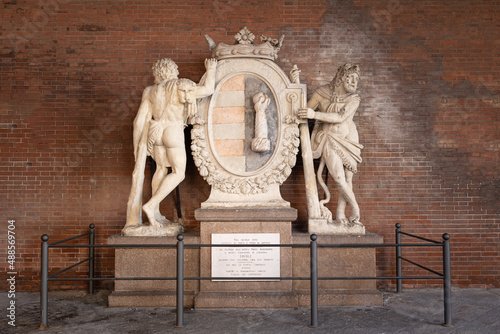 Cremona Emblem inside the Loggia dei Militi near the Municipal Building, Lombardy, Italy photo