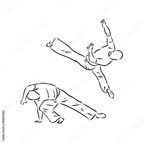 Capoeira Icon Silhouette Illustration. Dance And Sport Brazilian Vector Graphic Pictogram Symbol Clip Art. Doodle Sketch Black Sign.