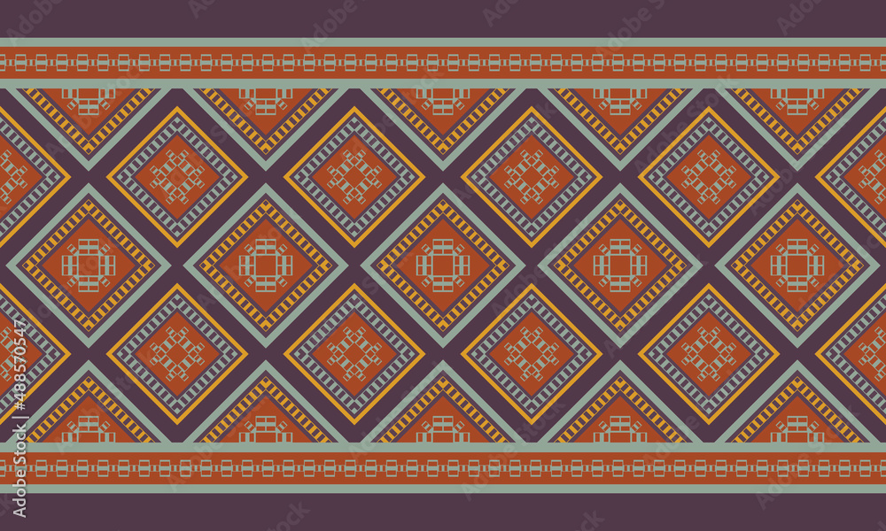 Geometric ethnic seamless pattern. Traditional design for background, wallpaper, paper, packaging, fabric, clothing, gift wrapping, carpet, tile, decoration, vector illustration, embroidery style.