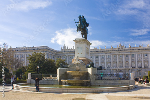 Monument to Felipe IV at Plaza de Oriente in Madrid, Spain 