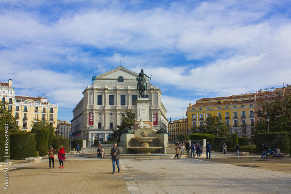 Monument to Felipe IV at Plaza de Oriente in Madrid, Spain	
