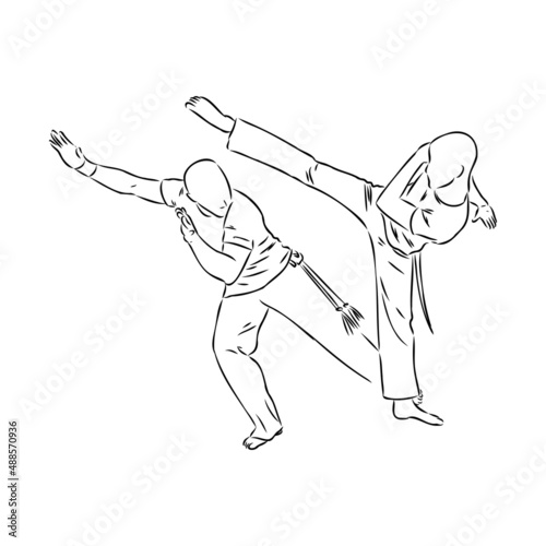 Capoeira Icon Silhouette Illustration. Dance And Sport Brazilian Vector Graphic Pictogram Symbol Clip Art. Doodle Sketch Black Sign.