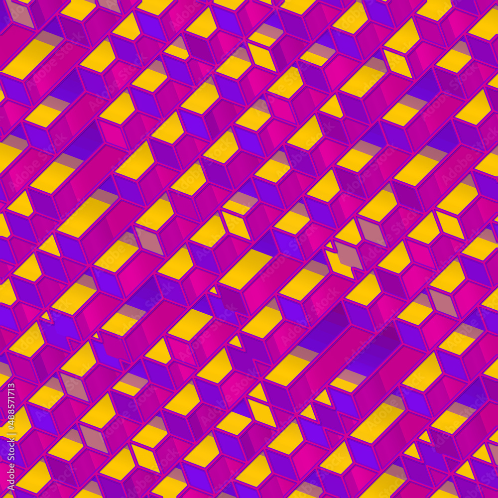 Stylish geometric flat pattern with neon colored rectangles. Abstract graphic art. 3d rendering digital illustration Stylish geometric flat pattern with neon colored rectangles. Abstract graphic art. 3d rendering digital illustration