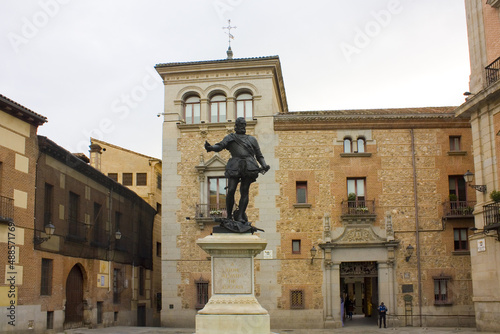 Statue of Don lvaro de Bazan at Plaza de la Villa in Madrid, Spain photo