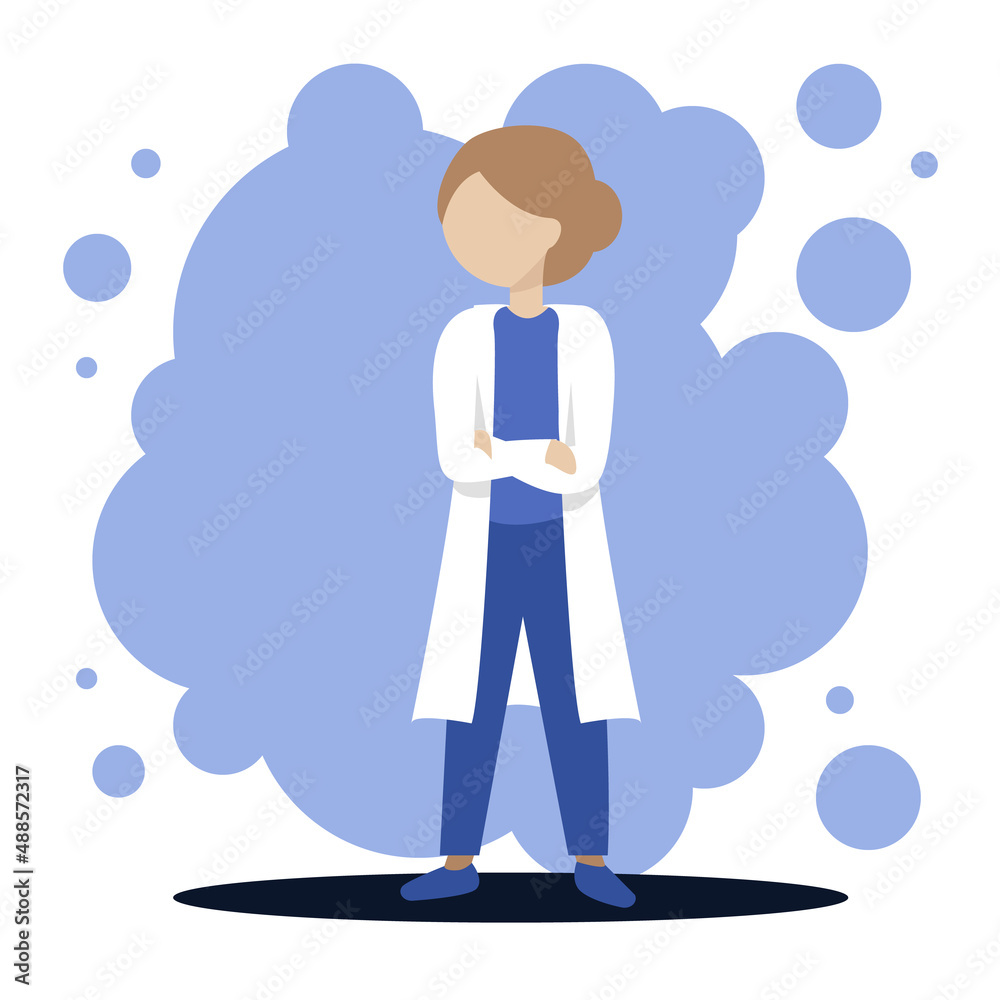 character of a doctor in a blue surgeon and a white coat character of a doctor in a blue surgeon and a white coat