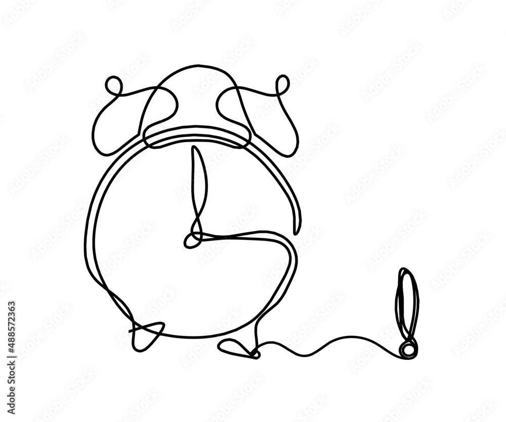Abstract clock with exclamation mark as line drawing on white background Abstract clock with exclamation mark as line drawing on white background