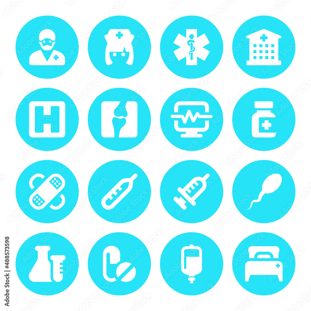 Medical icons set on white background