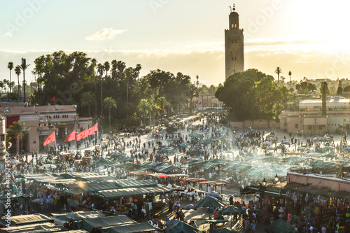Street scene of the streets in Marrakesh morocco