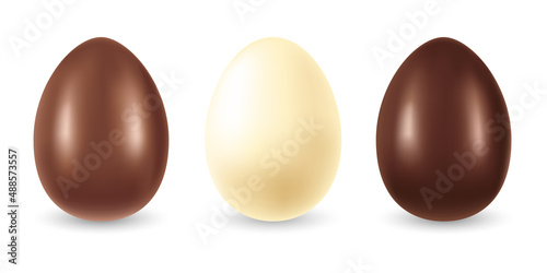 White, milk, and dark chocolate egg. 