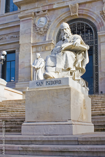  Statue of San Isidro near National Library of Spain in Madrid