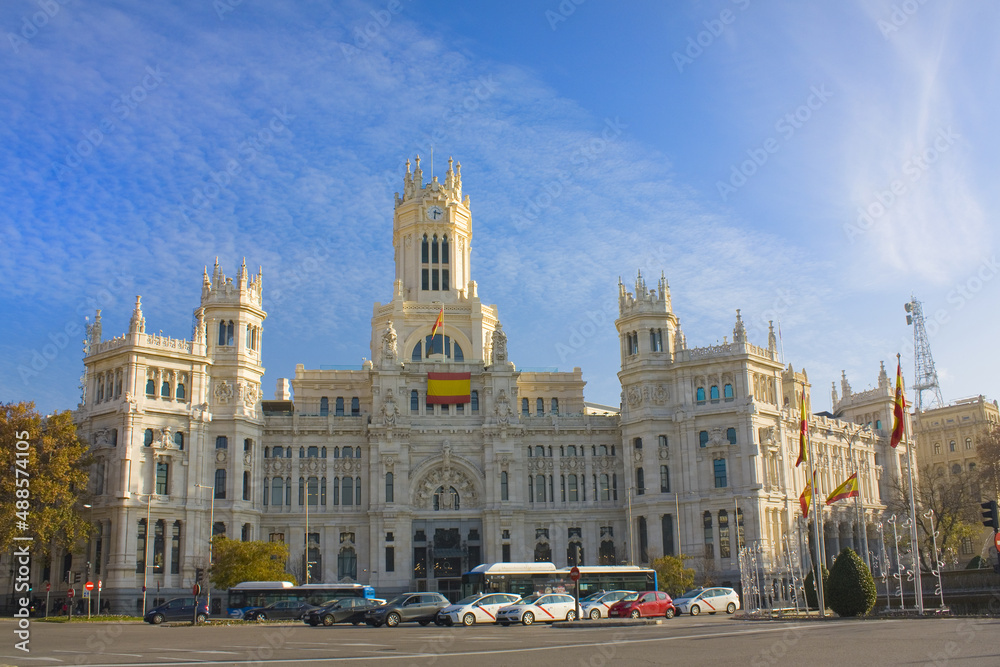 Cibeles Palace (Communications Palace) at the Plaza de Cibeles in Madrid, Spain