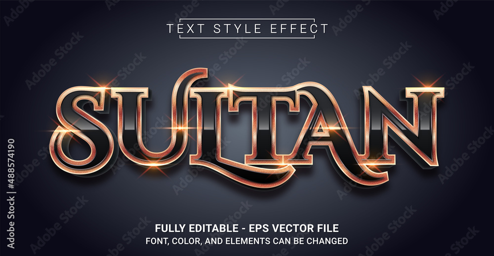 Sultan Text Style Effect. Editable Graphic Text Template. - obrazy, fototapety, plakaty 
