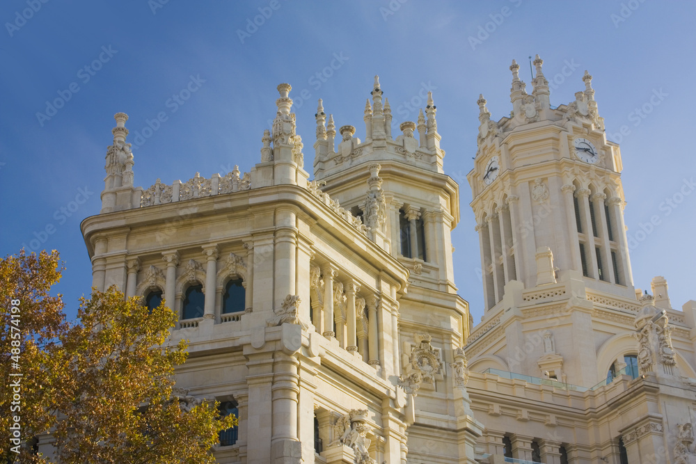 Cibeles Palace (Communications Palace) at the Plaza de Cibeles in Madrid, Spain	
