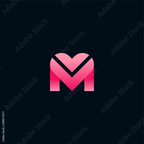 M Logo with Love Logo Design Creative