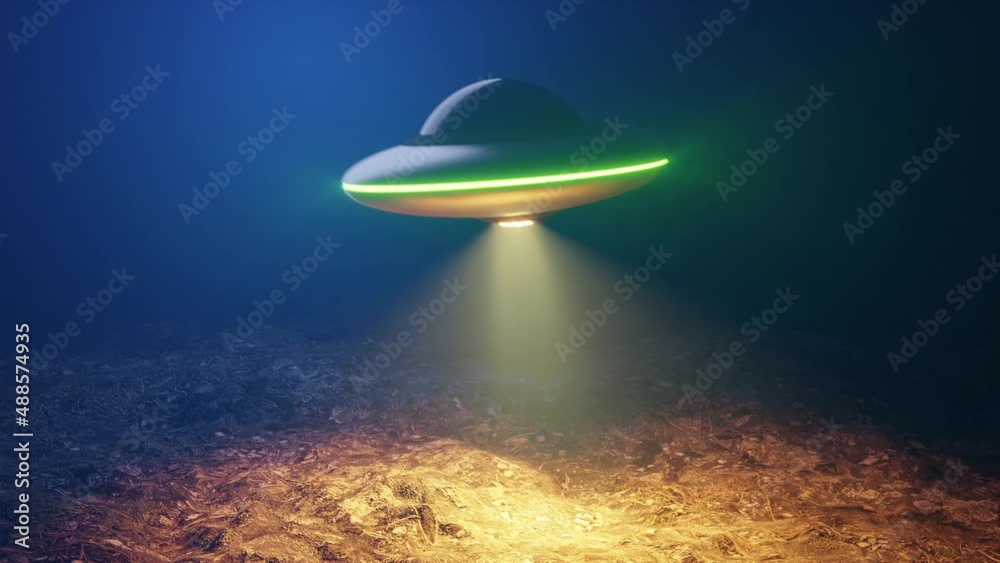 The Flying Saucer circles the land, emitting a light beam. Great footage with copy space at bottom for presentation, titres or any video with not dynamic design. The Flying Saucer circles the land, emitting a light beam. Great footage with copy space at bottom for presentation, titres or any video with not dynamic design.