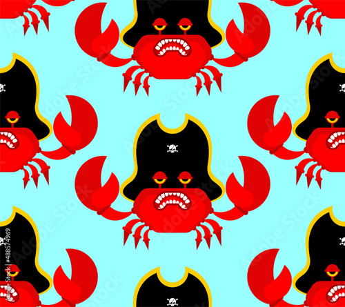 Crab Pirate pattern seamless. sea cancer filibuster background. Vector texture