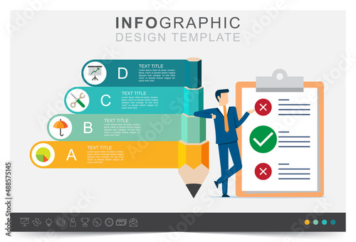 Modern infographic template, presentation business infographic template, step to target, icon set