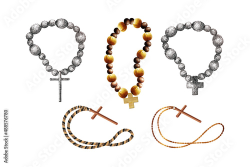 Islamic prayer beads tasbih icon symbol in black isolated on white background. Religion symbol vector illustration.