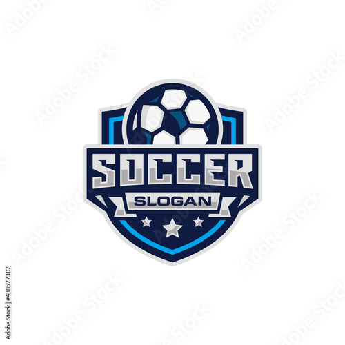 Soccer team emblem logo design vector illustration