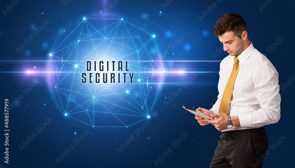 businessman thinking about security businessman thinking about security