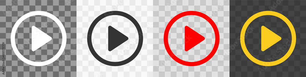 Play button icon vector set
